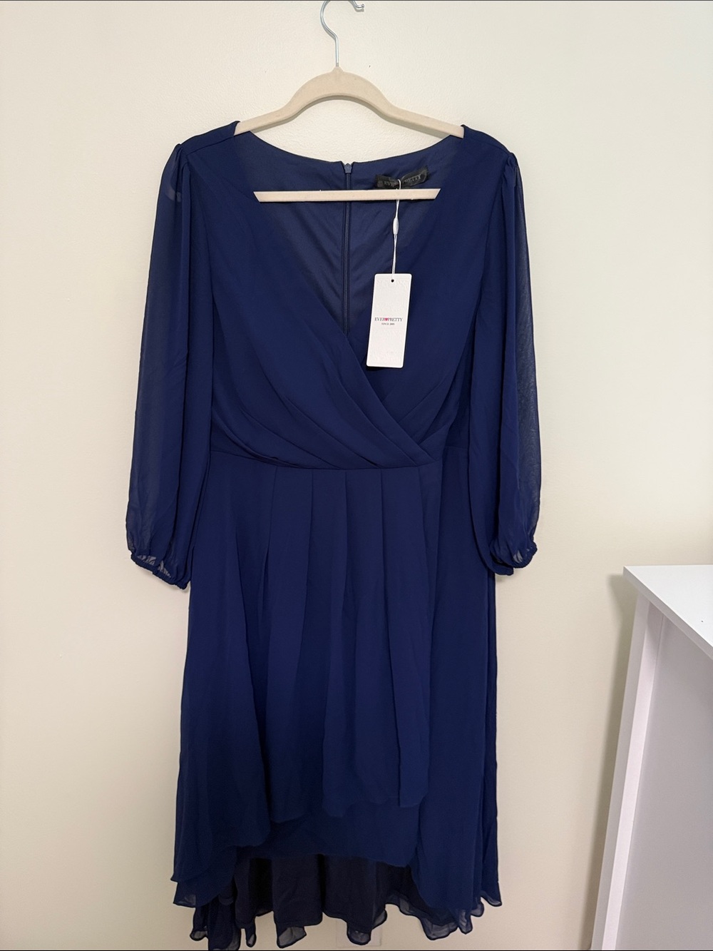NWT Ever Pretty Elegant Navy Blue Wrap-Front Women’s Dress